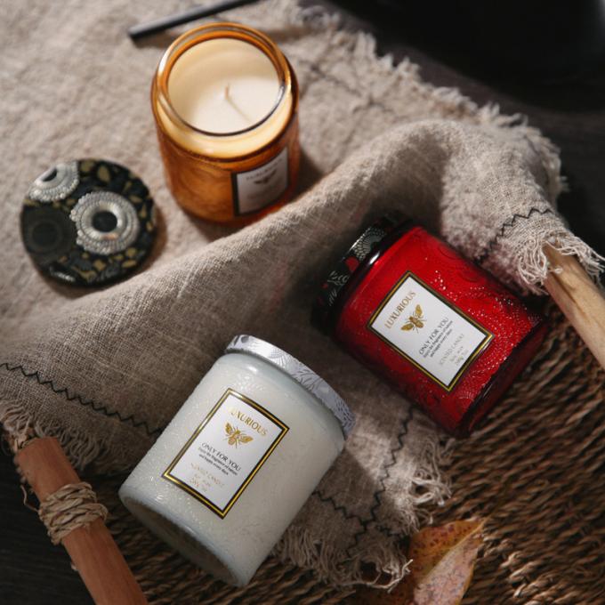Hete Saling Aangepaste Kaarsen Bemerkte van de de Sojawas van Was Houten Amber Glass Jar Candles Scented Privé Etiket Bemerkte de Kaarsenluxe