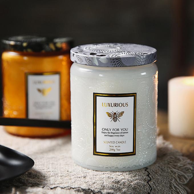 Hete Saling Aangepaste Kaarsen Bemerkte van de de Sojawas van Was Houten Amber Glass Jar Candles Scented Privé Etiket Bemerkte de Kaarsenluxe
