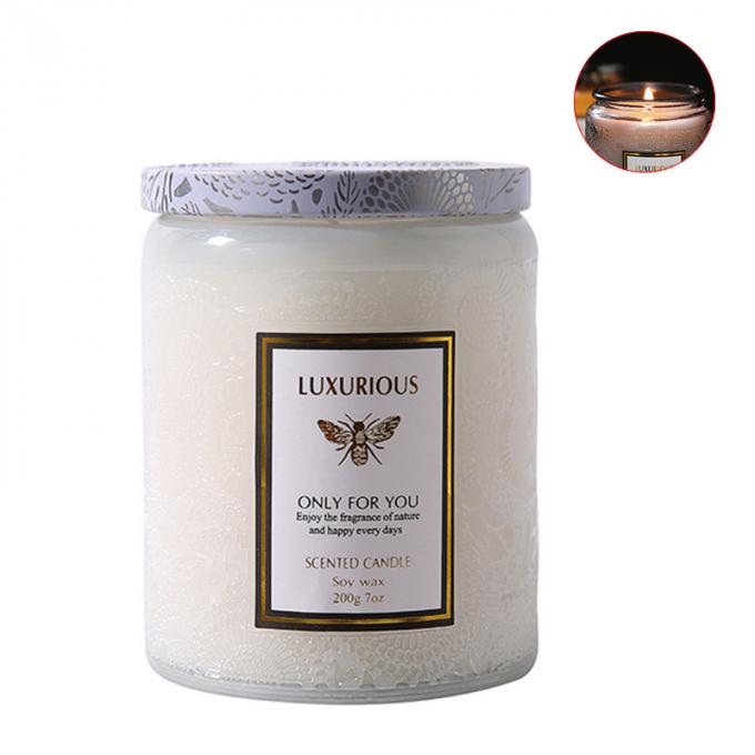 Hete Saling Aangepaste Kaarsen Bemerkte van de de Sojawas van Was Houten Amber Glass Jar Candles Scented Privé Etiket Bemerkte de Kaarsenluxe